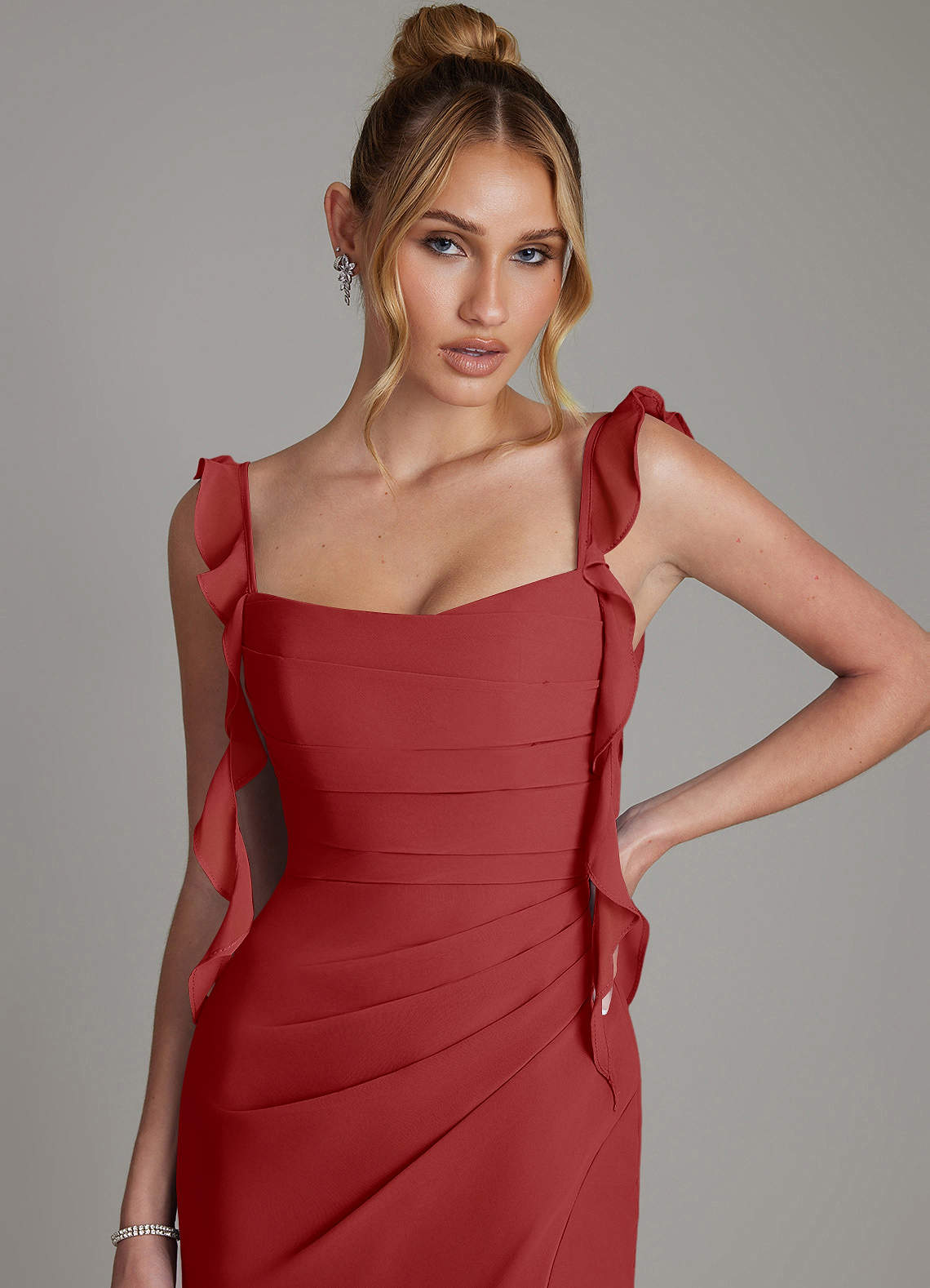 Jessamine Mermaid Sweetheart Chiffon Bridesmaid Dress in Rust