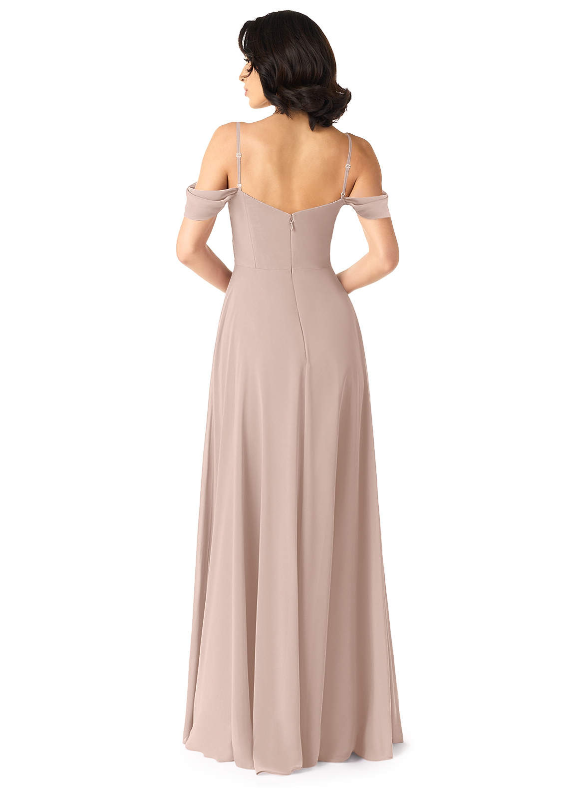 Tancie A-Line Off-the-Shoulder Chiffon Bridesmaid Dress in English Rose