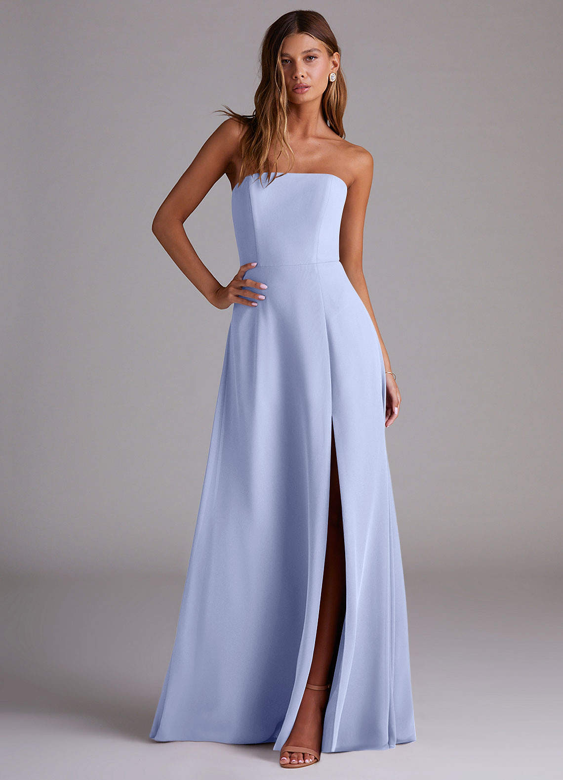 Wren A-Line Straight-Neck Chiffon Bridesmaid Dress in Ice