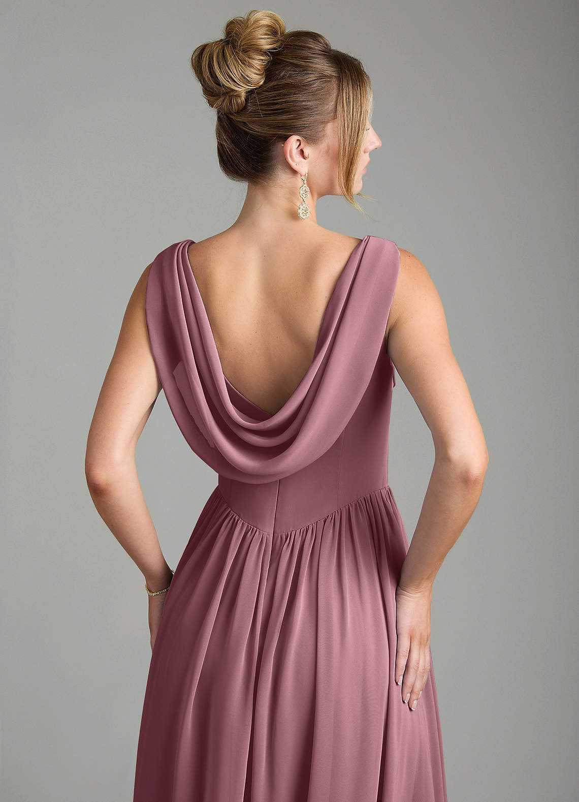 Novi A-Line Square-Neck Chiffon Bridesmaid Dress in Amethyst