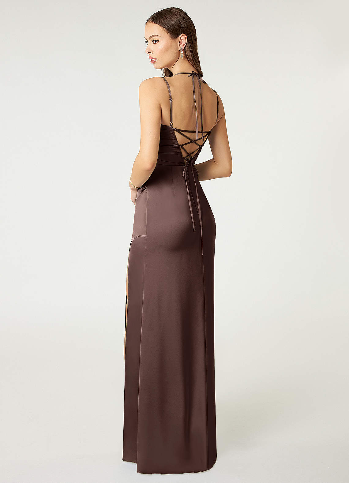 Desi Sheath Halter Stretch Satin Bridesmaid Dress