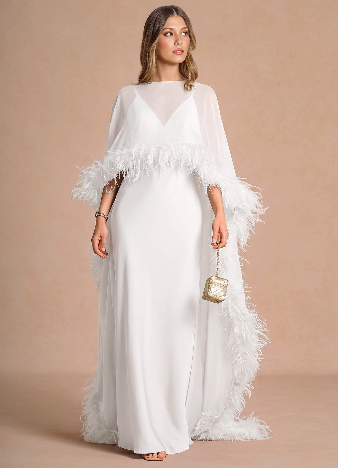 Samara Sheath Feather-Trim Satin Chiffon Wedding Guest Dress in Wine