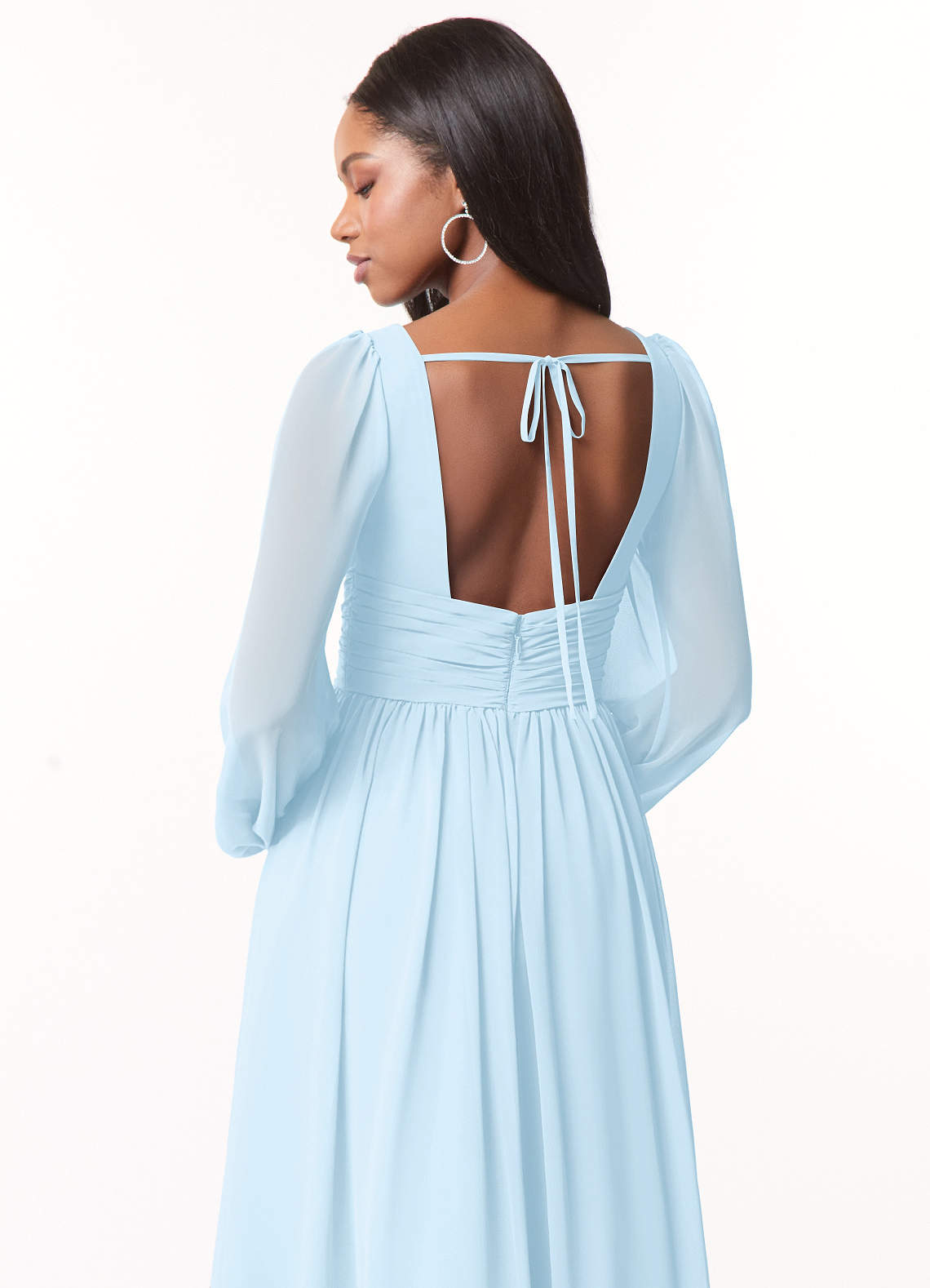 Norah A-Line V-Neck Chiffon Bridesmaid Dress in Sky Blue