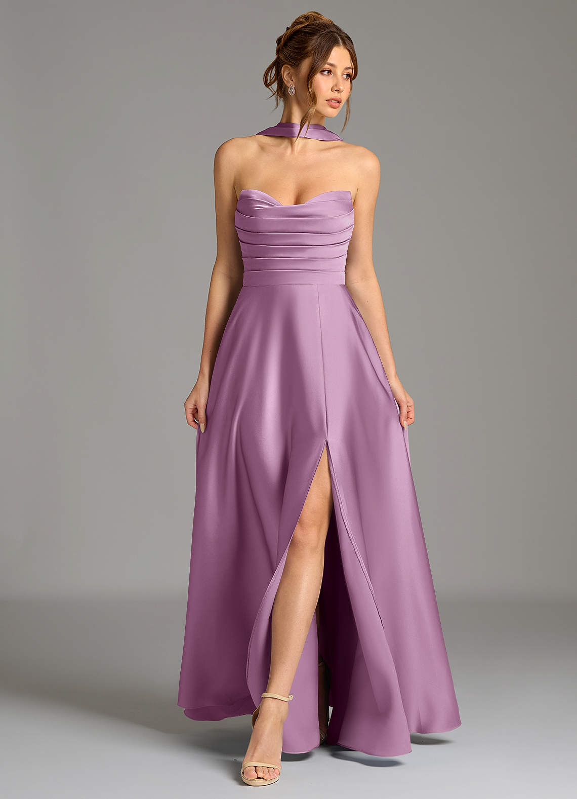 Ayla A-Line Sweetheart Stretch Satin Bridesmaid Dress in Wisteria