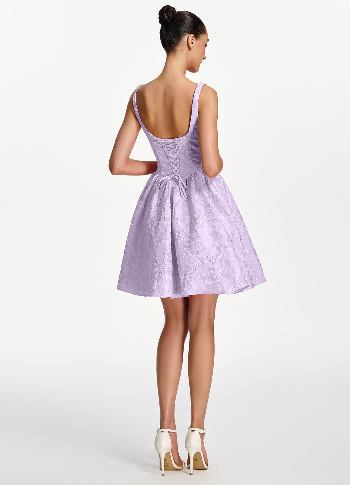 Lionelle Skater Mini Square-Neck Jacquard Prom Dress in Light Purple - photo 6