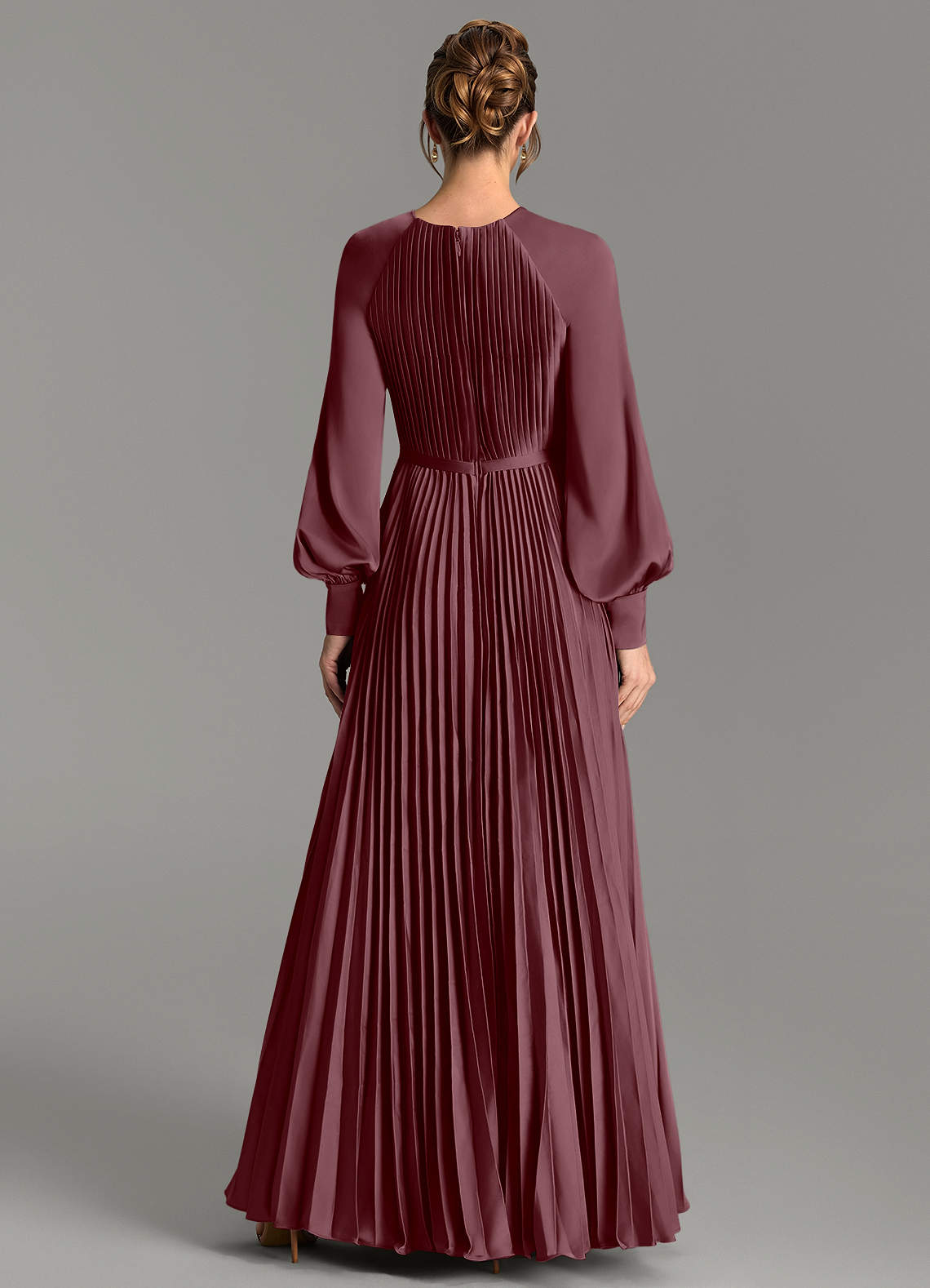 Grayson A-Line Scoop-Neck Stretch Satin Bridesmaid Dress in Sangria