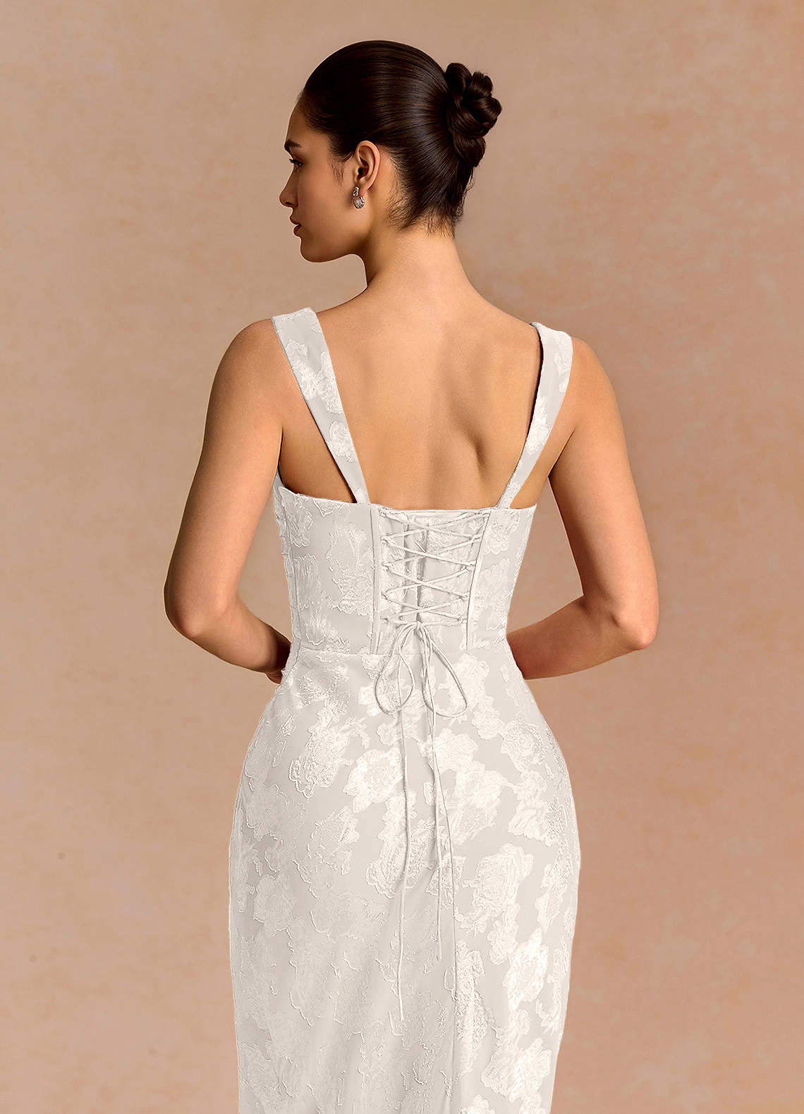 Agustina Square-Neck Pleated Fil Coupé Evening Dress in White