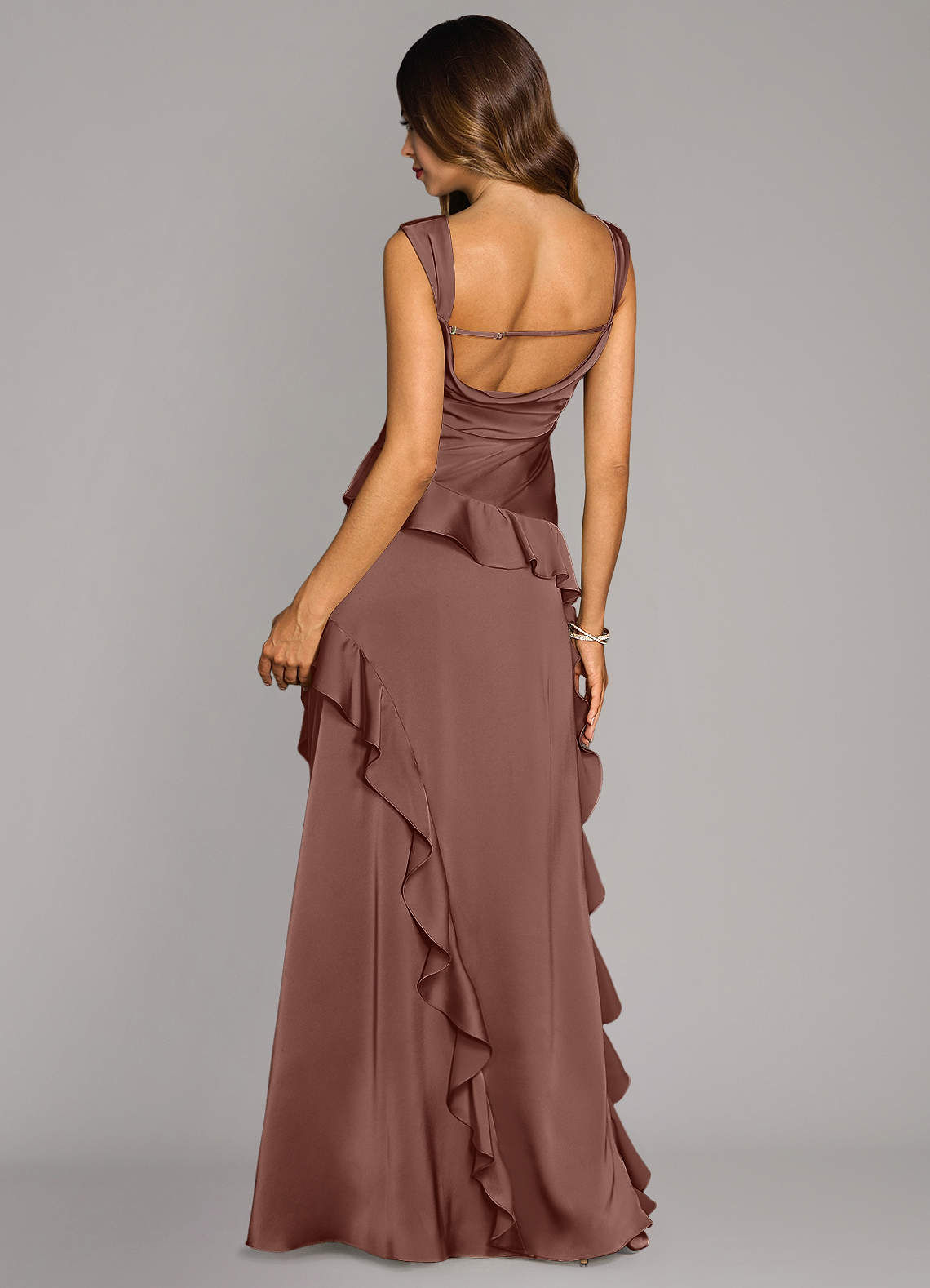 Sloane A-Line Sweetheart Stretch Satin Bridesmaid Dress in Espresso