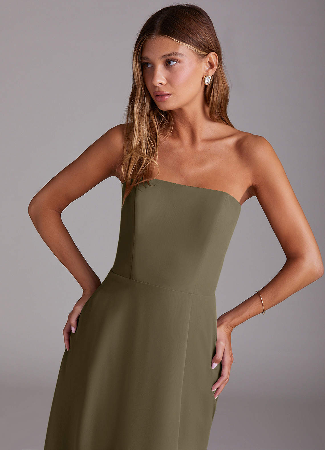 Wren A-Line Straight-Neck Chiffon Bridesmaid Dress in Willow Green