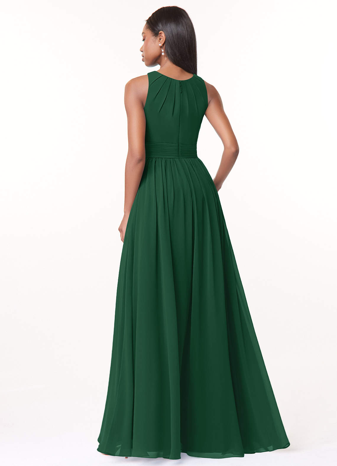 Harper A-Line Scoop-Neck Chiffon Bridesmaid Dress in Dark Green