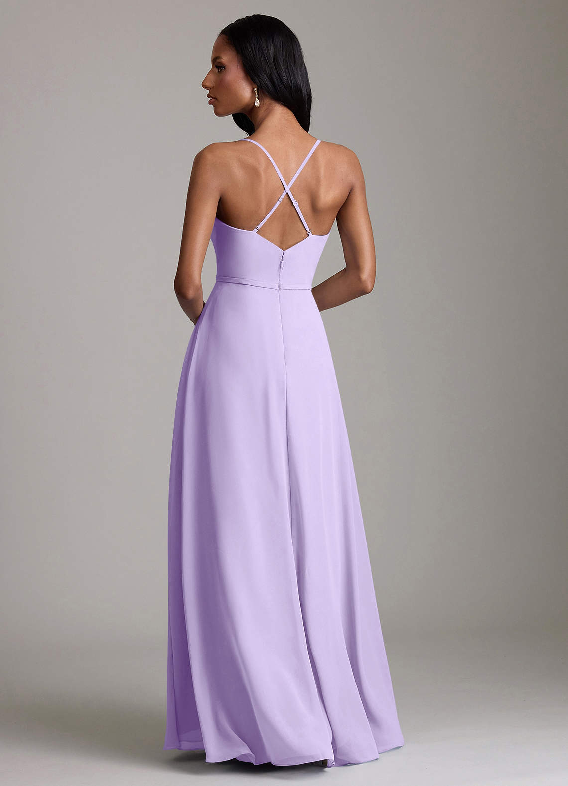 Naeem A-Line V-Neck Chiffon Bridesmaid Dress in Lilac