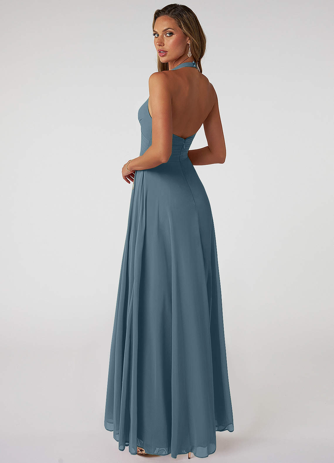 Tessie A-Line V-Neck Chiffon Bridesmaid Dress in Twilight