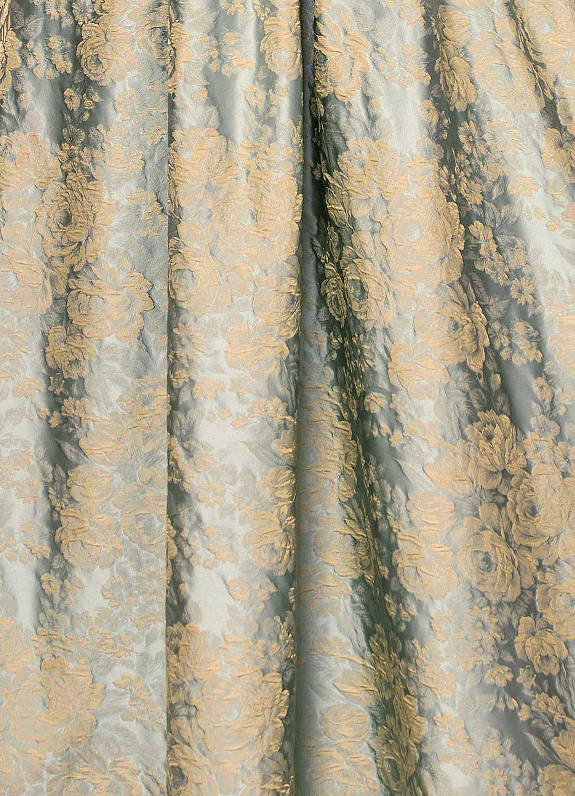 Runa Ball Gown Pleated Jacquard Taffeta Evening Dress in Vintage Blue
