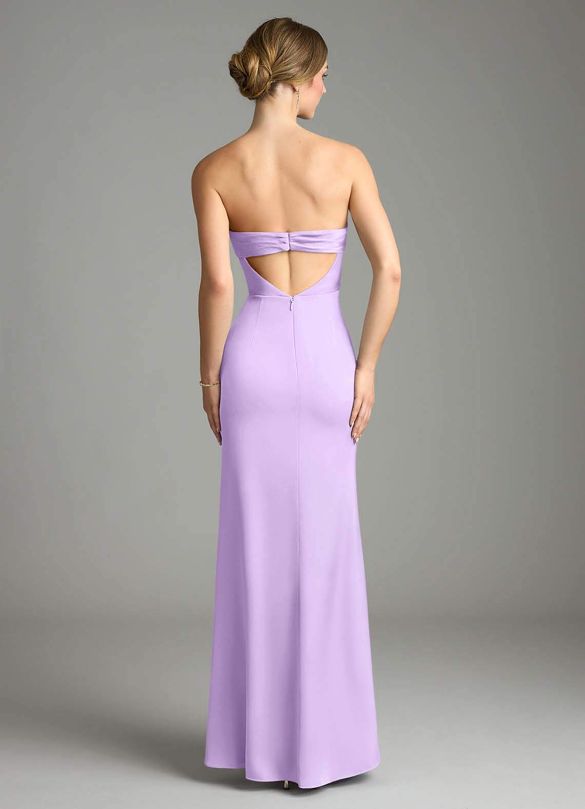 Leonis Mermaid Cowl-Neck Stretch Satin Bridesmaid Dress in Lilac