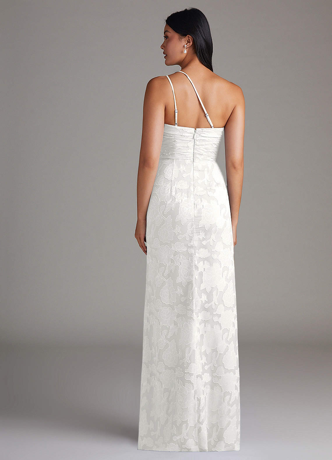Eren Sheath One-Shoulder Floral Burnout Bridesmaid Dress in white