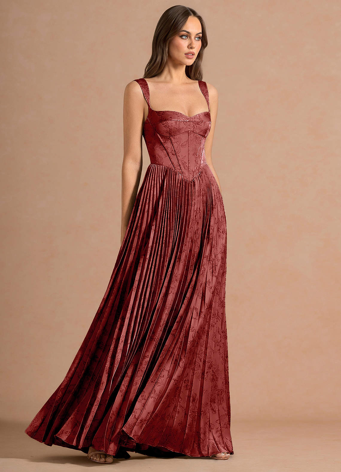 Isonelle A-Line Sweetheart Jacquard Wedding Guest Dress in Orange Red