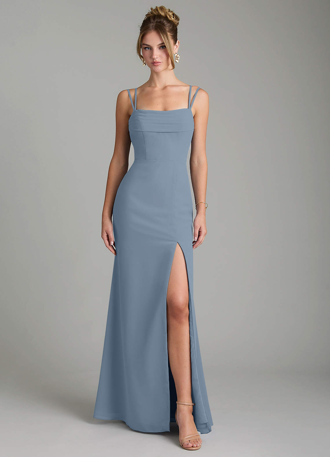 Egypt Sheath Sweetheart Chiffon Bridesmaid Dress in dusty blue
