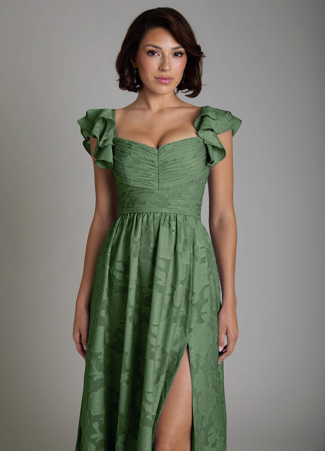 Anaya A-Line V-Neck Floral Burnout Bridesmaid Dress in Eucalyptus