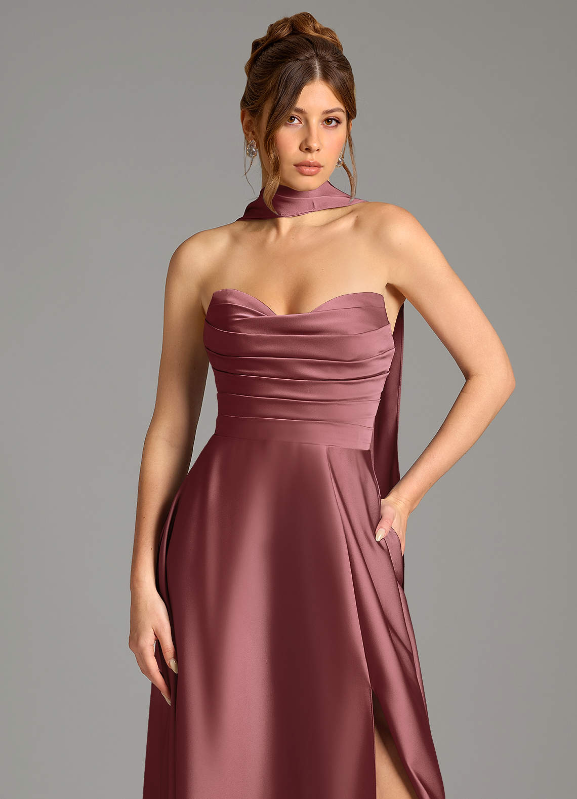 Ayla A-Line Sweetheart Stretch Satin Bridesmaid Dress in Amethyst