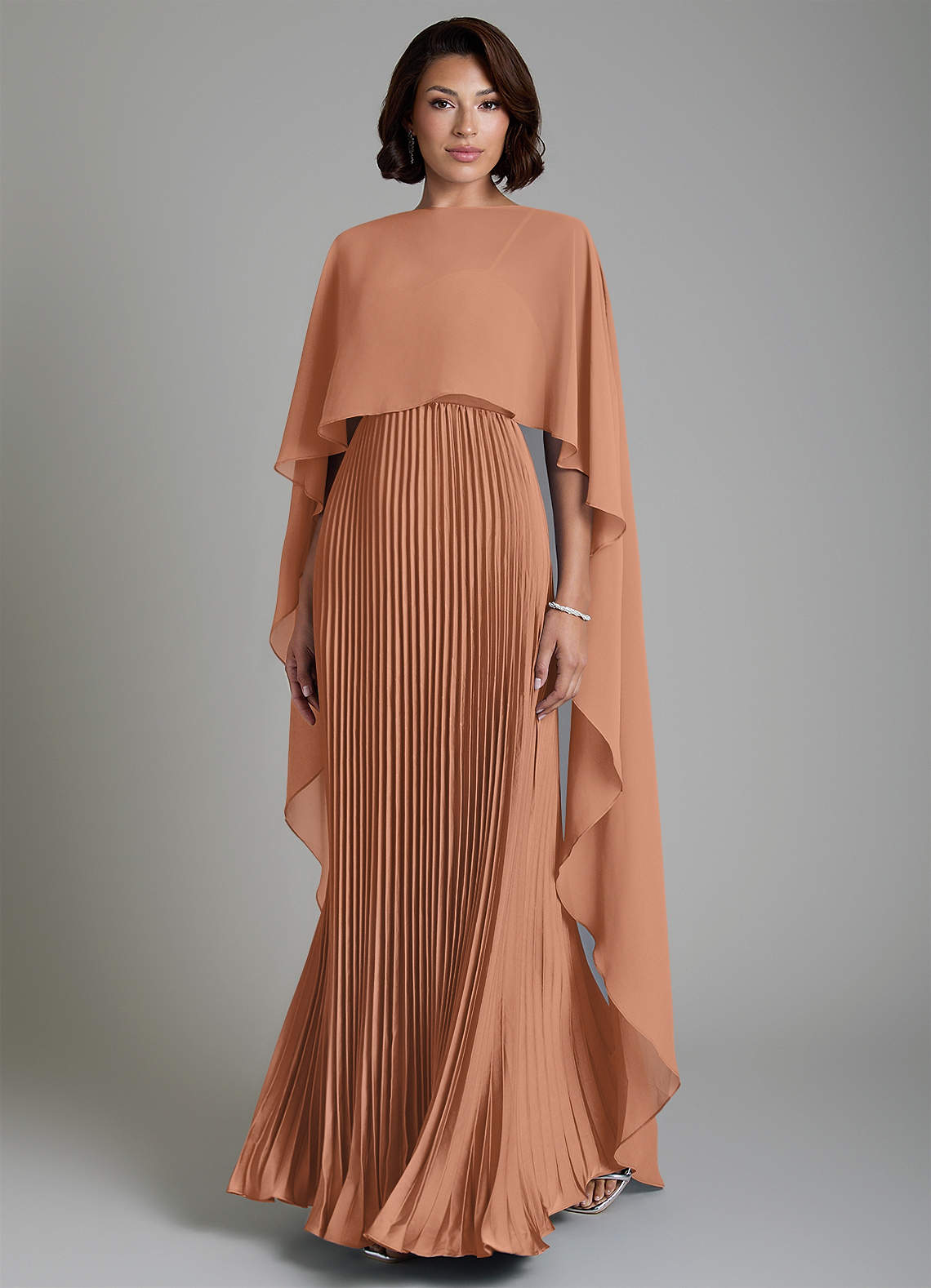 Micah A-Line Sweetheart Stretch Satin and Chiffon Bridesmaid Dress in Bronzer