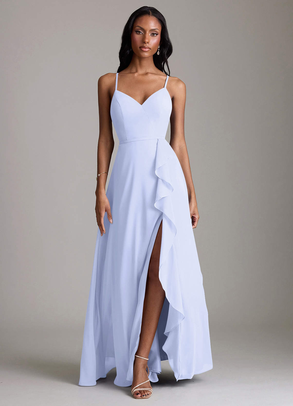 Naeem A-Line V-Neck Chiffon Bridesmaid Dress in Lavender