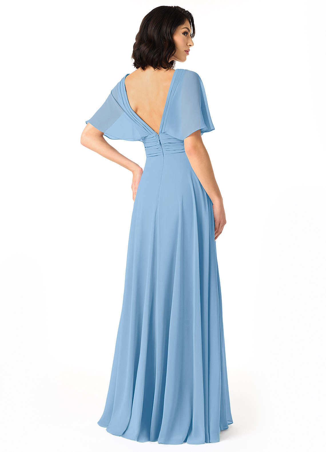 Pamela A-Line V-Neck Chiffon Bridesmaid Dress in Powder Blue