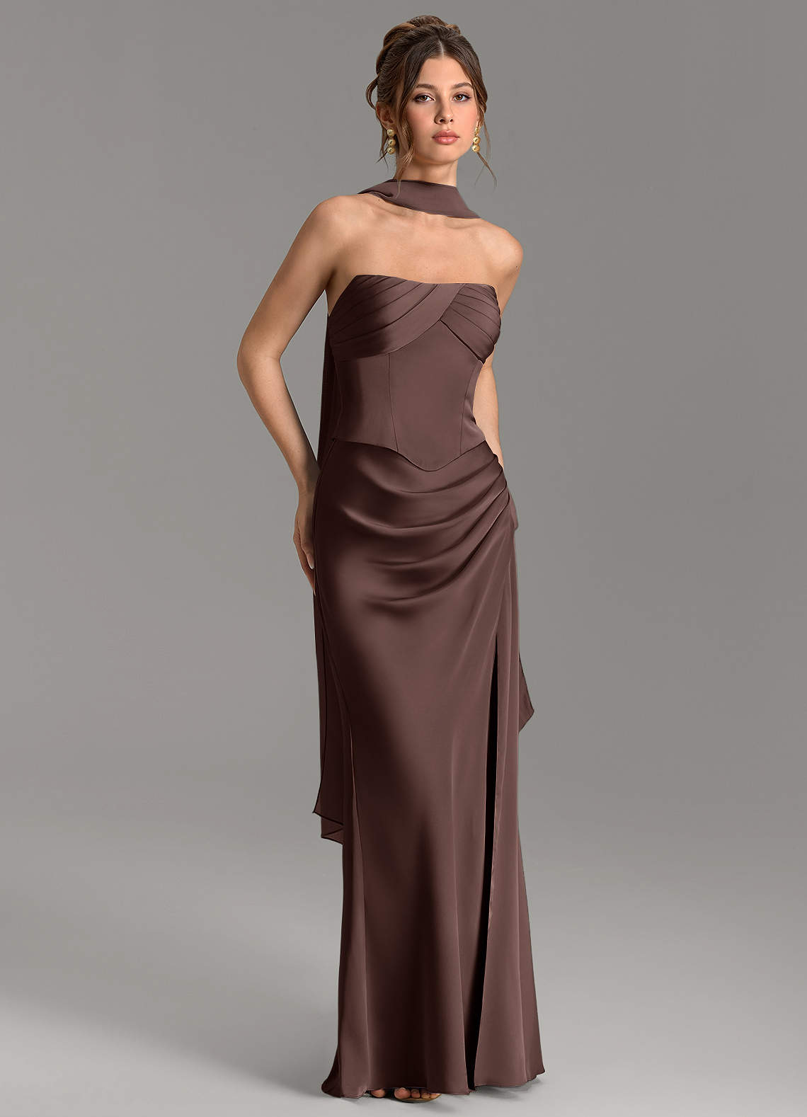 Nicki Sheath Scoop-Neck Stretch Satin Bridesmaid Dress