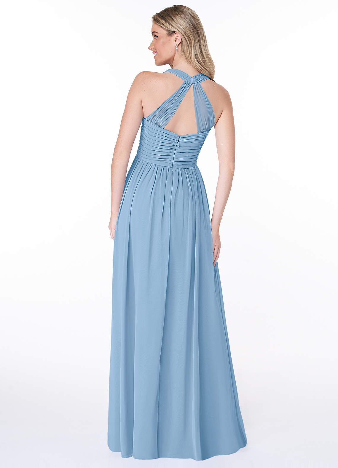 Jaclyn A-Line Halter Chiffon Bridesmaid Dress in Powder Blue
