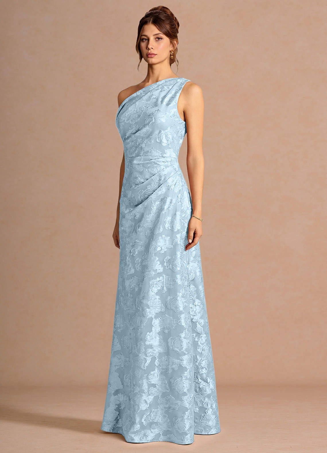 Kismet Mermaid One-Shoulder Fil Coupé Wedding Guest Dress in Powder Blue
