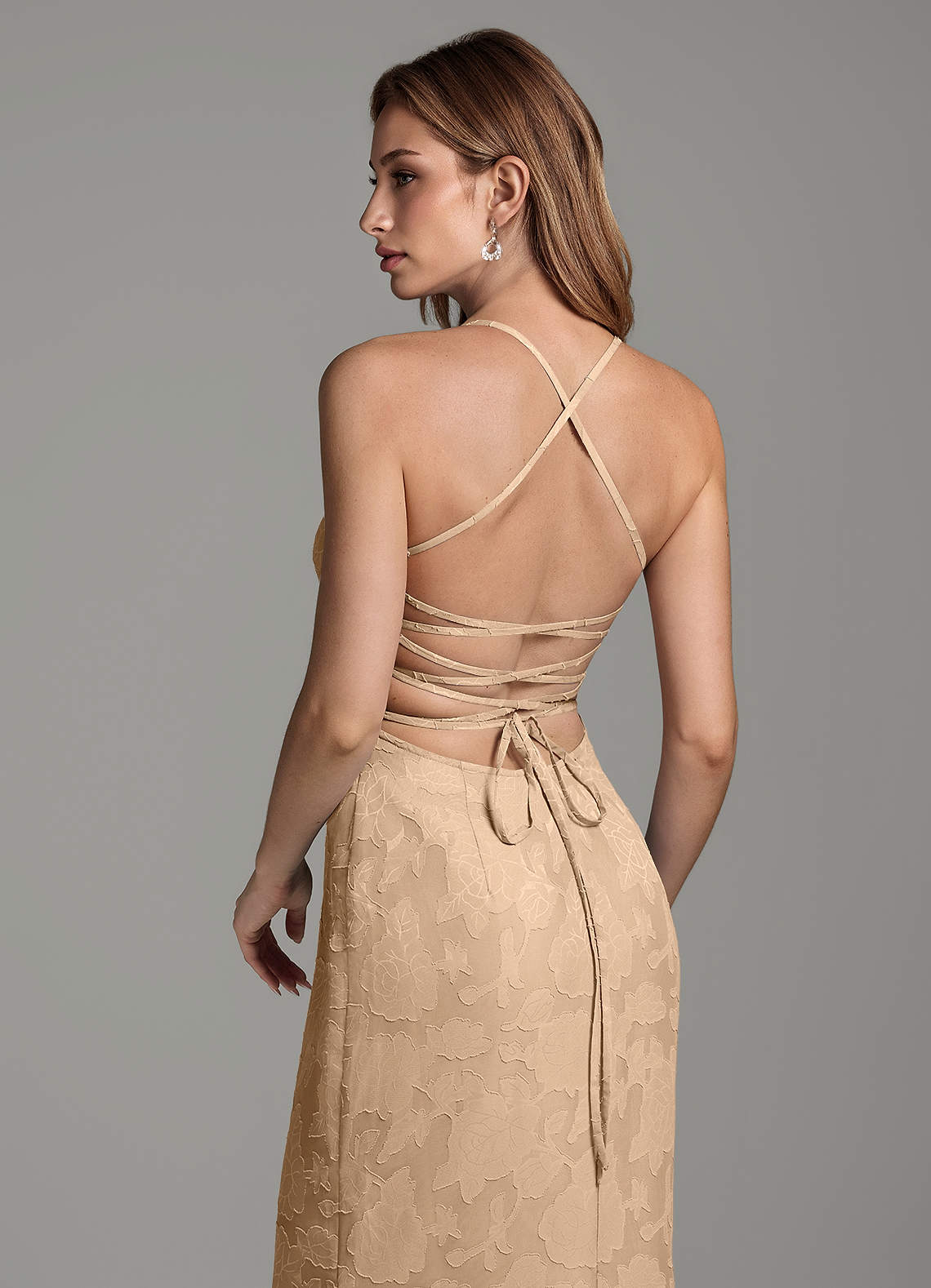 Dara Mermaid Sweetheart Floral Burnout Bridesmaid Dress in Champagne