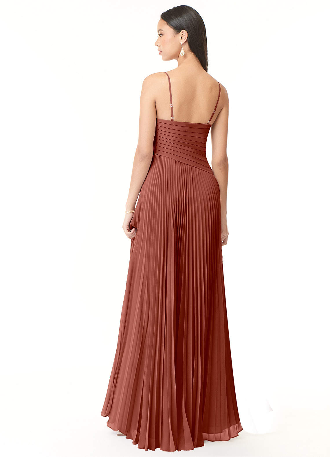 Vini A-Line V-Neck Chiffon Bridesmaid Dress in Auburn