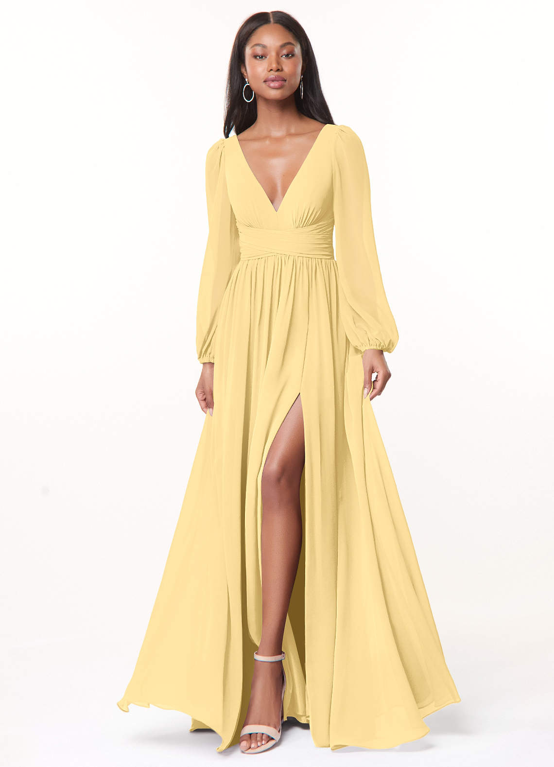 Norah A-Line V-Neck Chiffon Bridesmaid Dress in Butter