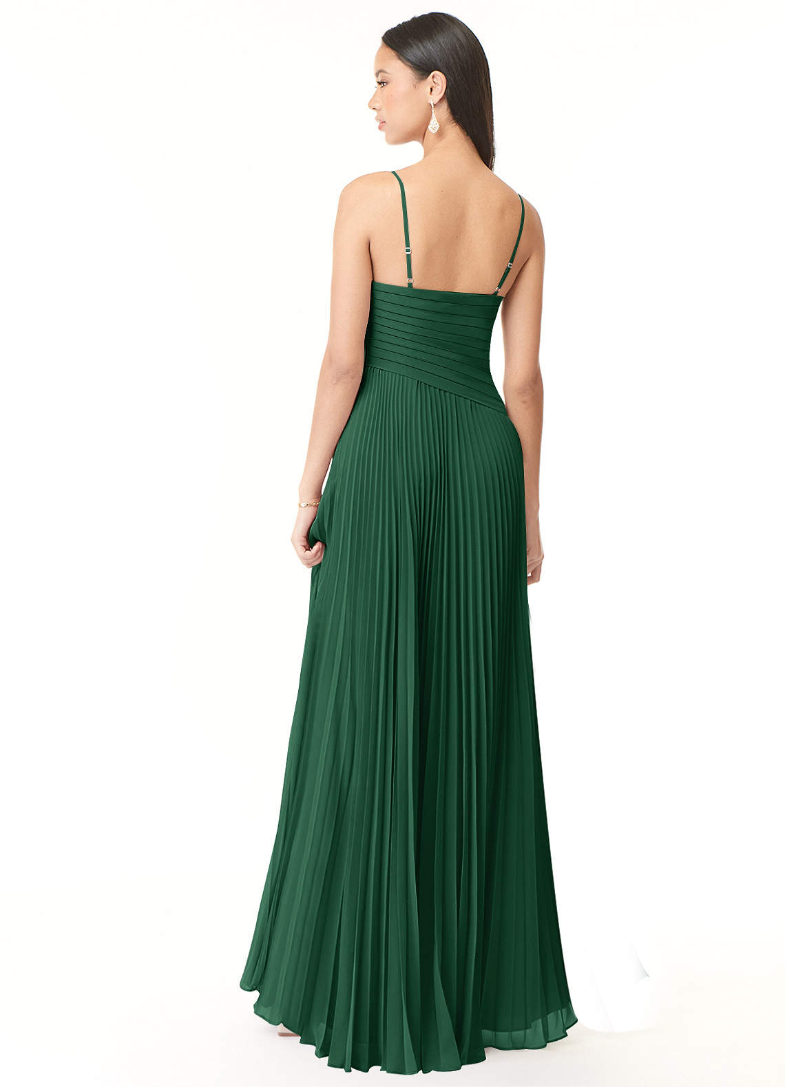 Vini A-Line V-Neck Chiffon Bridesmaid Dress in Dark Green