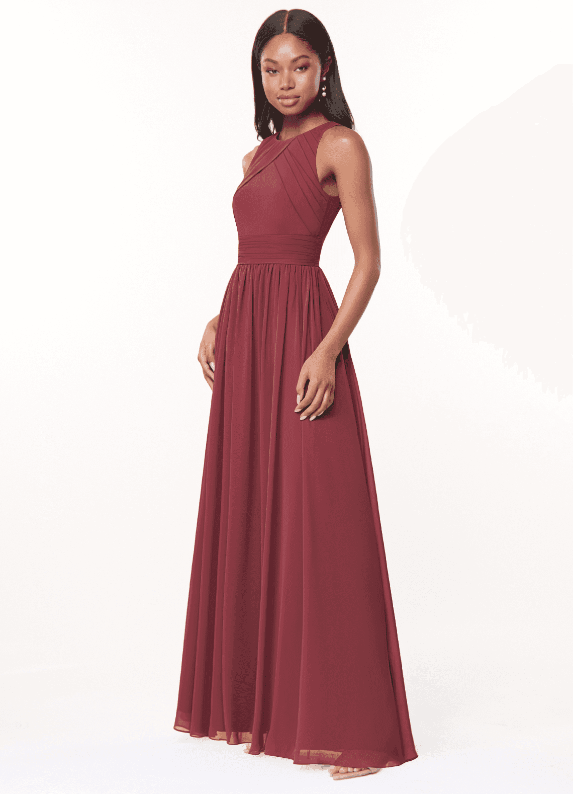 Harper A-Line Scoop-Neck Chiffon Bridesmaid Dress in Merlot