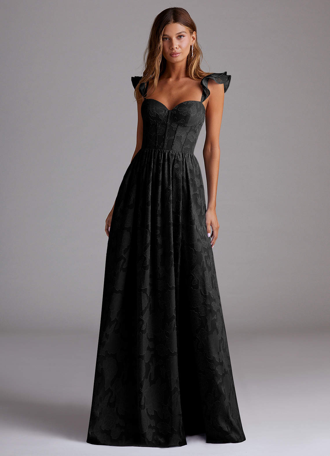 Denisse A-Line Sweetheart Floral Burnout Wedding Guest Dress in Olive