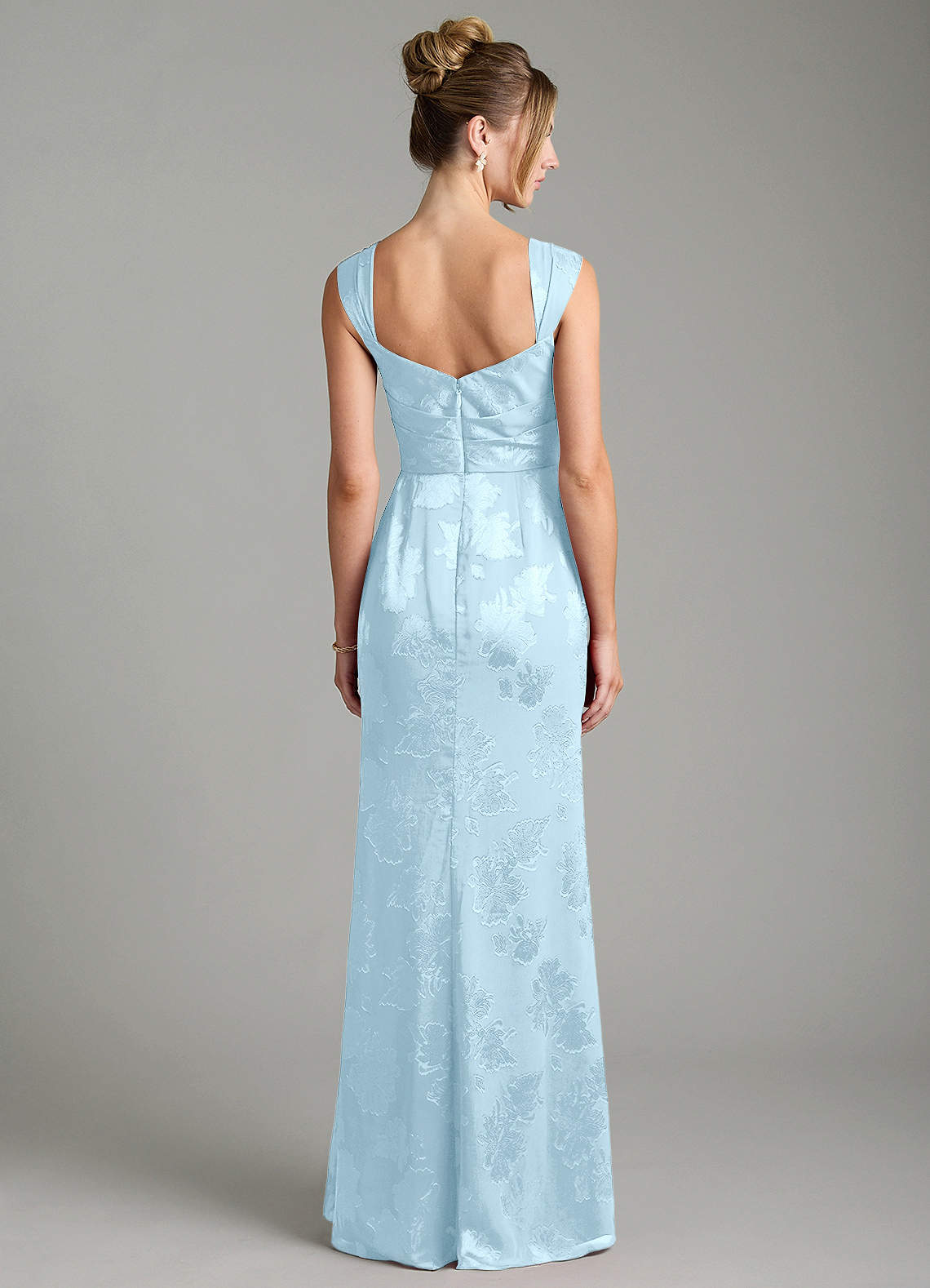 Kaelis Mermaid Scoop-Neck Jacquard Bridesmaid Dress in Sky Blue