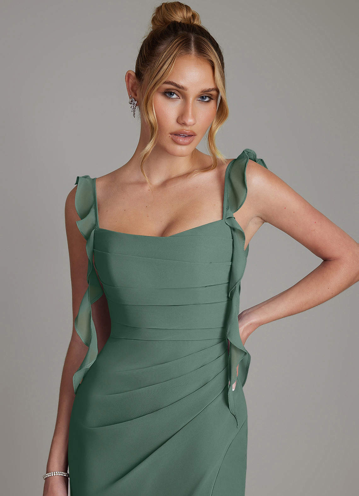 Jessamine Mermaid Sweetheart Chiffon Bridesmaid Dress in Sea Moss