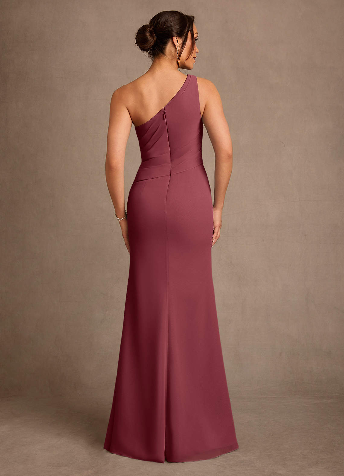 Floy Sheath One-Shoulder Chiffon Mother of the Bride Dress in Merlot