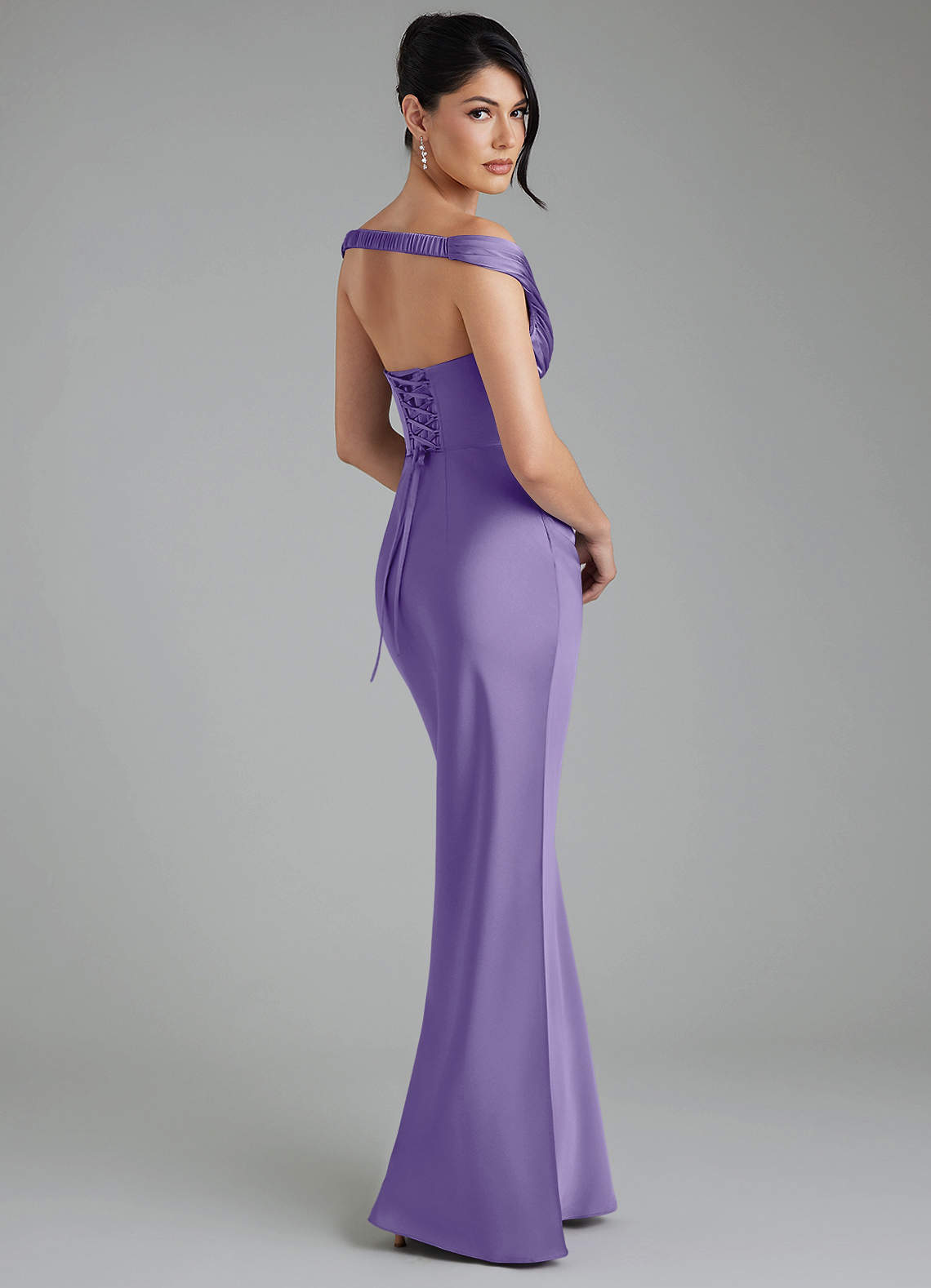 Stella Sheath V-Neck Stretch Satin Bridesmaid Dress in Tahiti