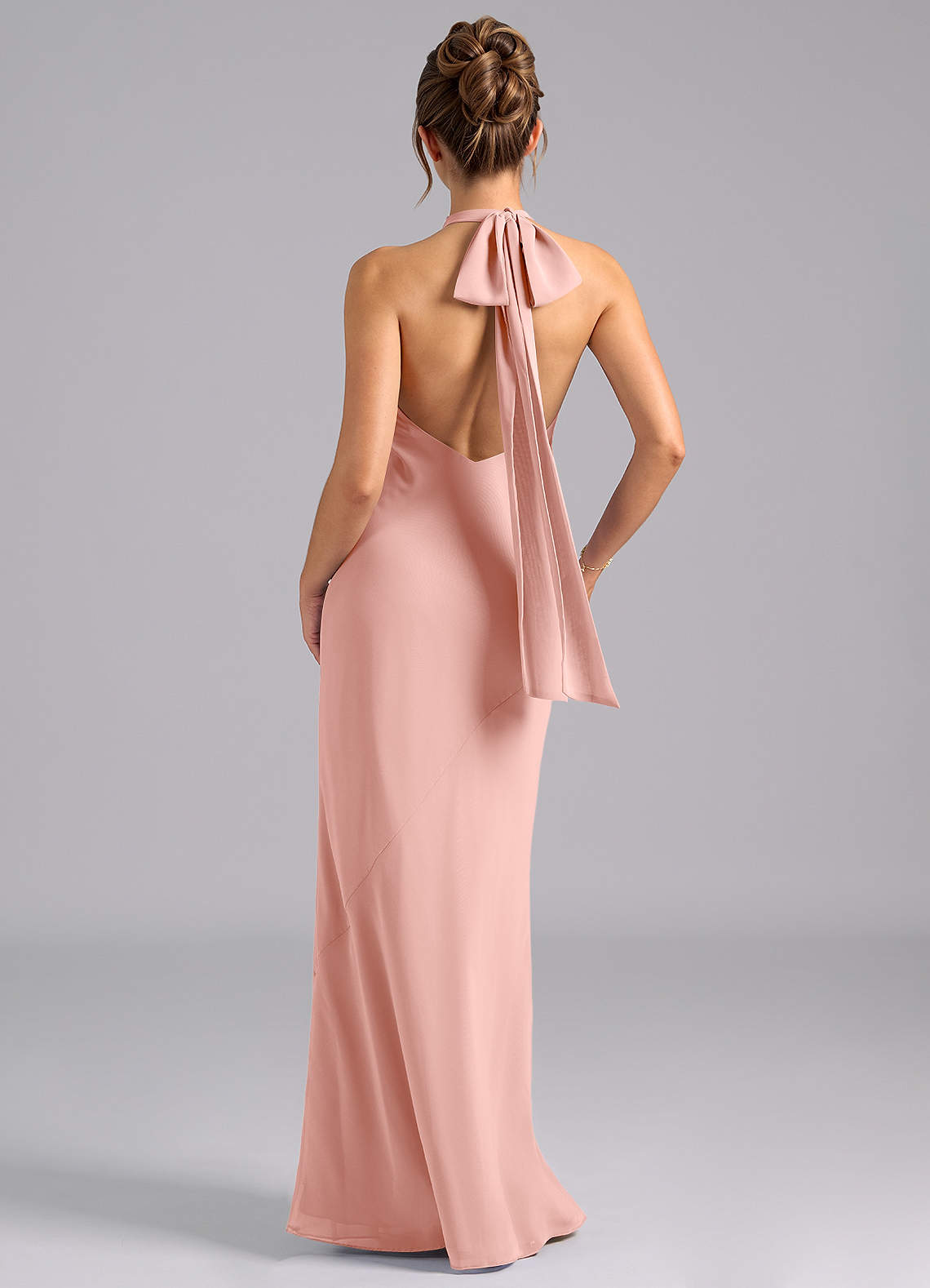 Velli Mermaid Halter Chiffon Bridesmaid Dress in Rosette