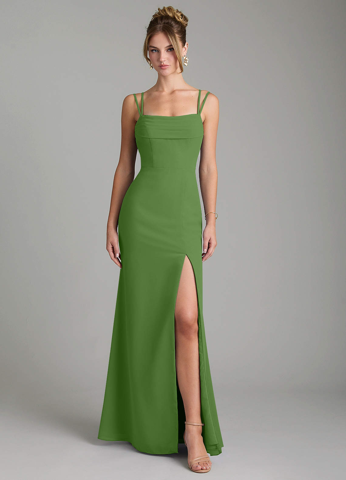 Egypt Sheath Sweetheart Chiffon Bridesmaid Dress in Basil
