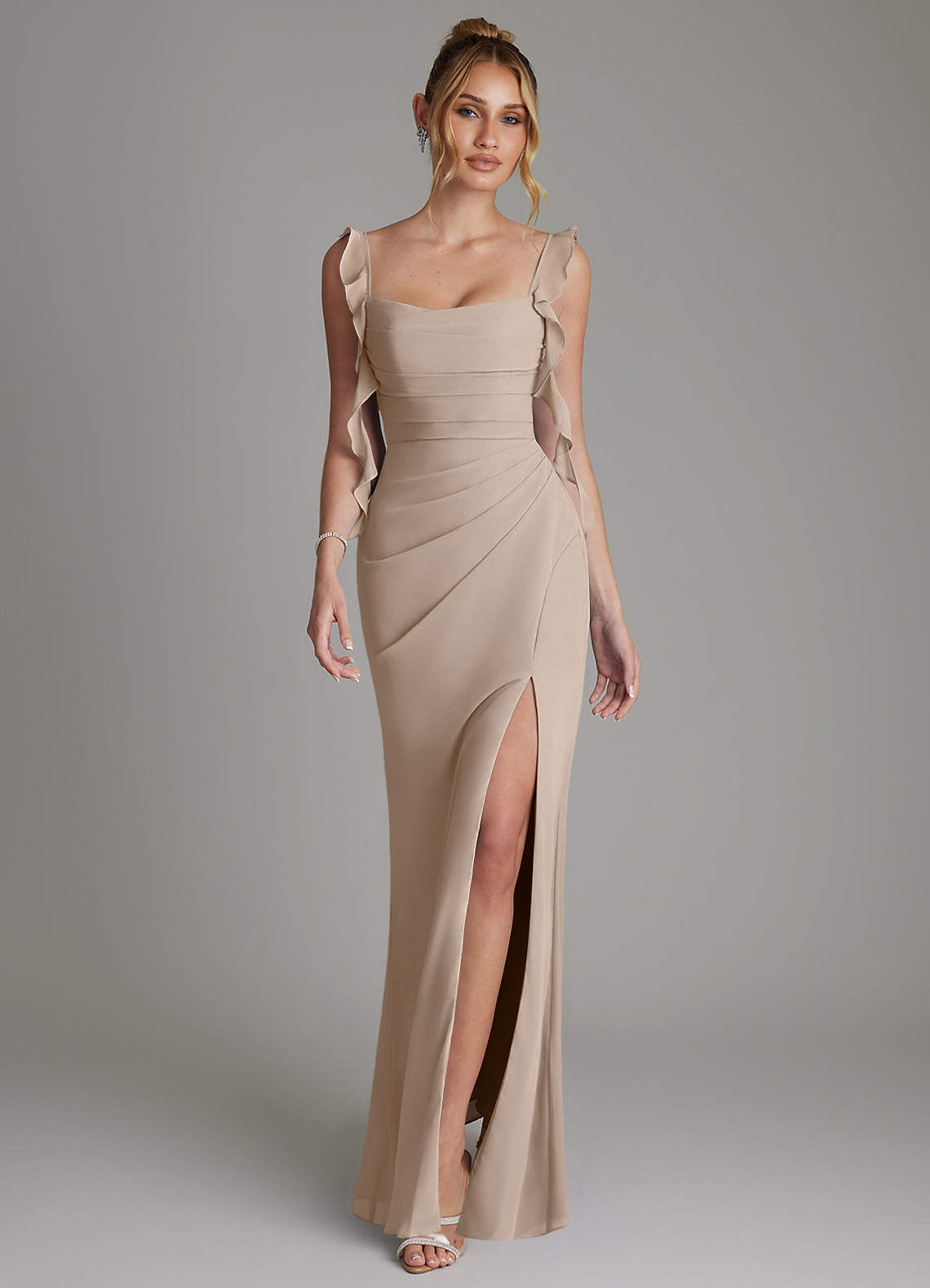 Jessamine Mermaid Sweetheart Chiffon Bridesmaid Dress in Taupe