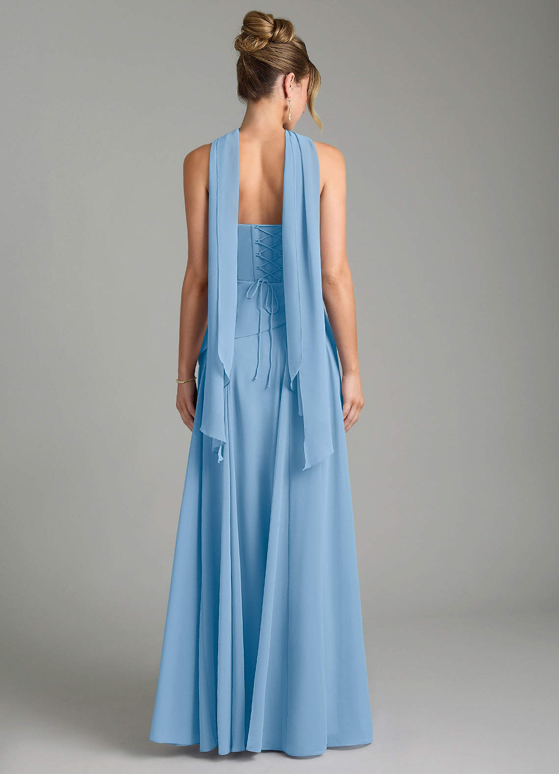 Gabriela A-Line Cowl-Neck Chiffon Bridesmaid Dress in Powder Blue