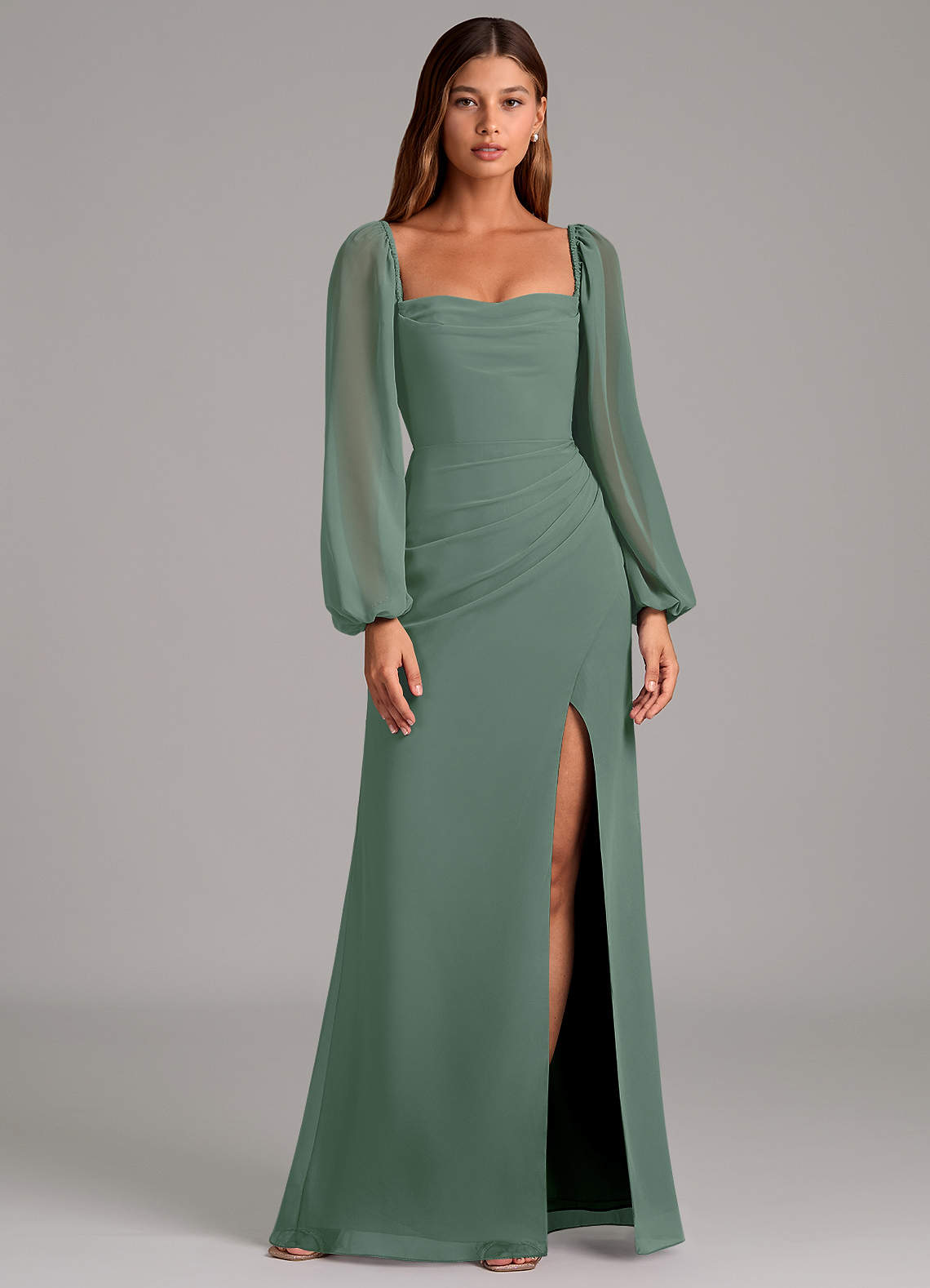 Brixley Mermaid Sweetheart Chiffon Bridesmaid Dress in Eucalyptus