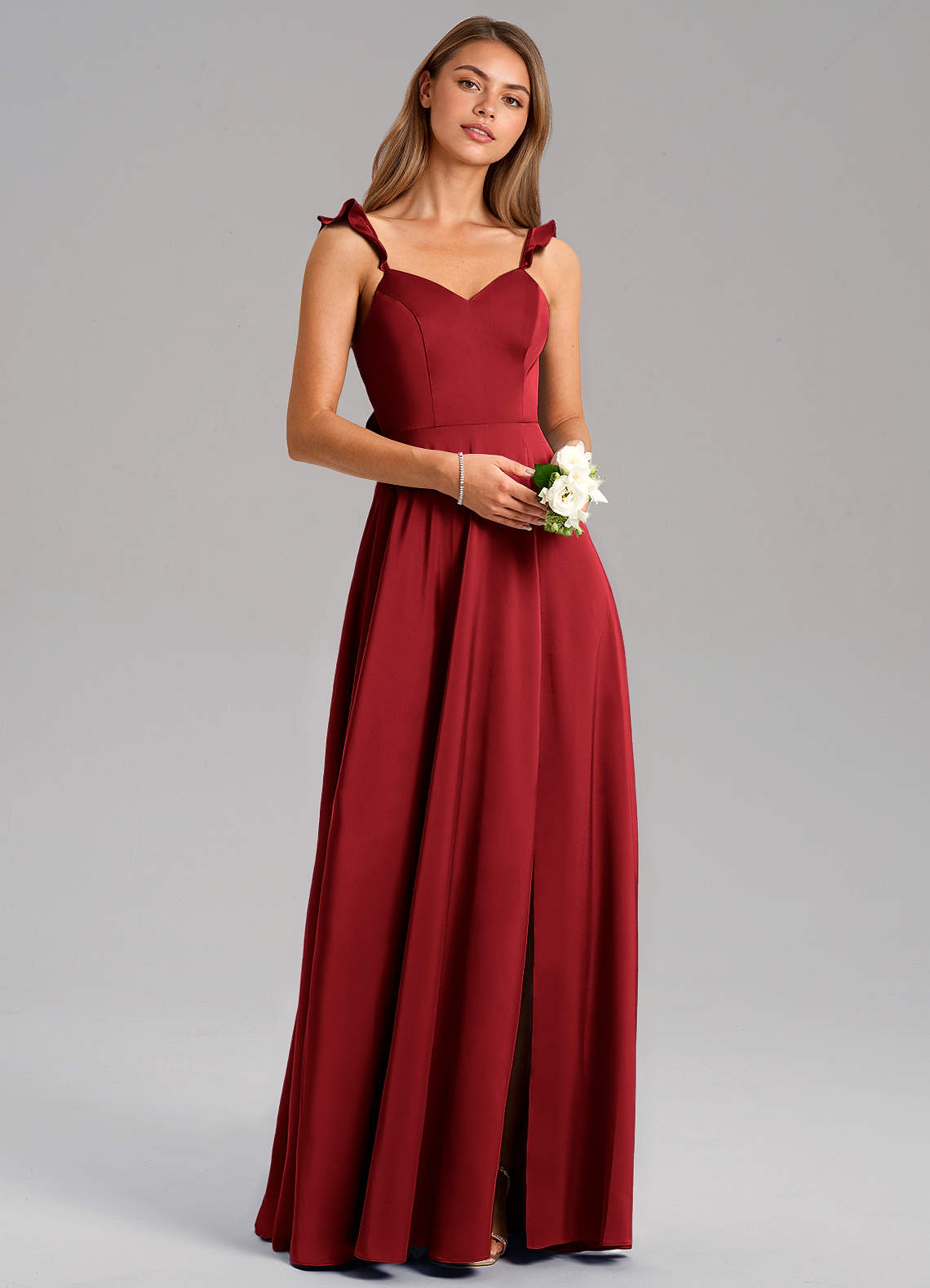 Everett A-Line V-Neck Chiffon Bridesmaid Dress in Scarlet