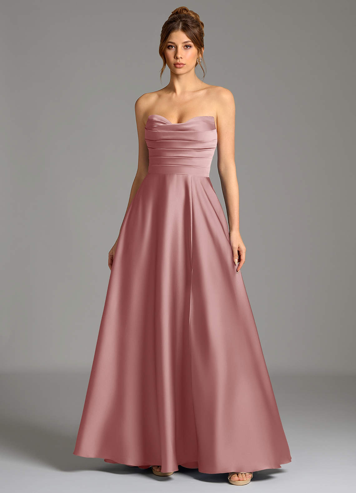 Ayla A-Line Sweetheart Stretch Satin Bridesmaid Dress in dusty rose
