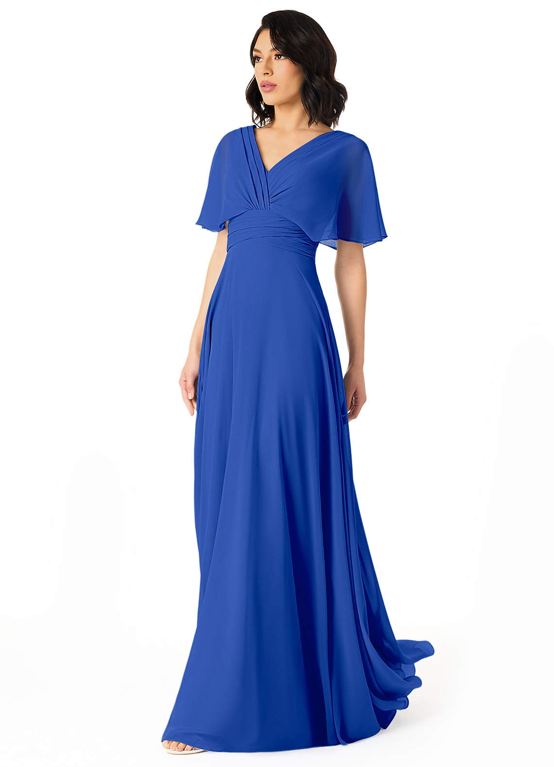 Pamela A-Line V-Neck Chiffon Bridesmaid Dress in Royal Blue