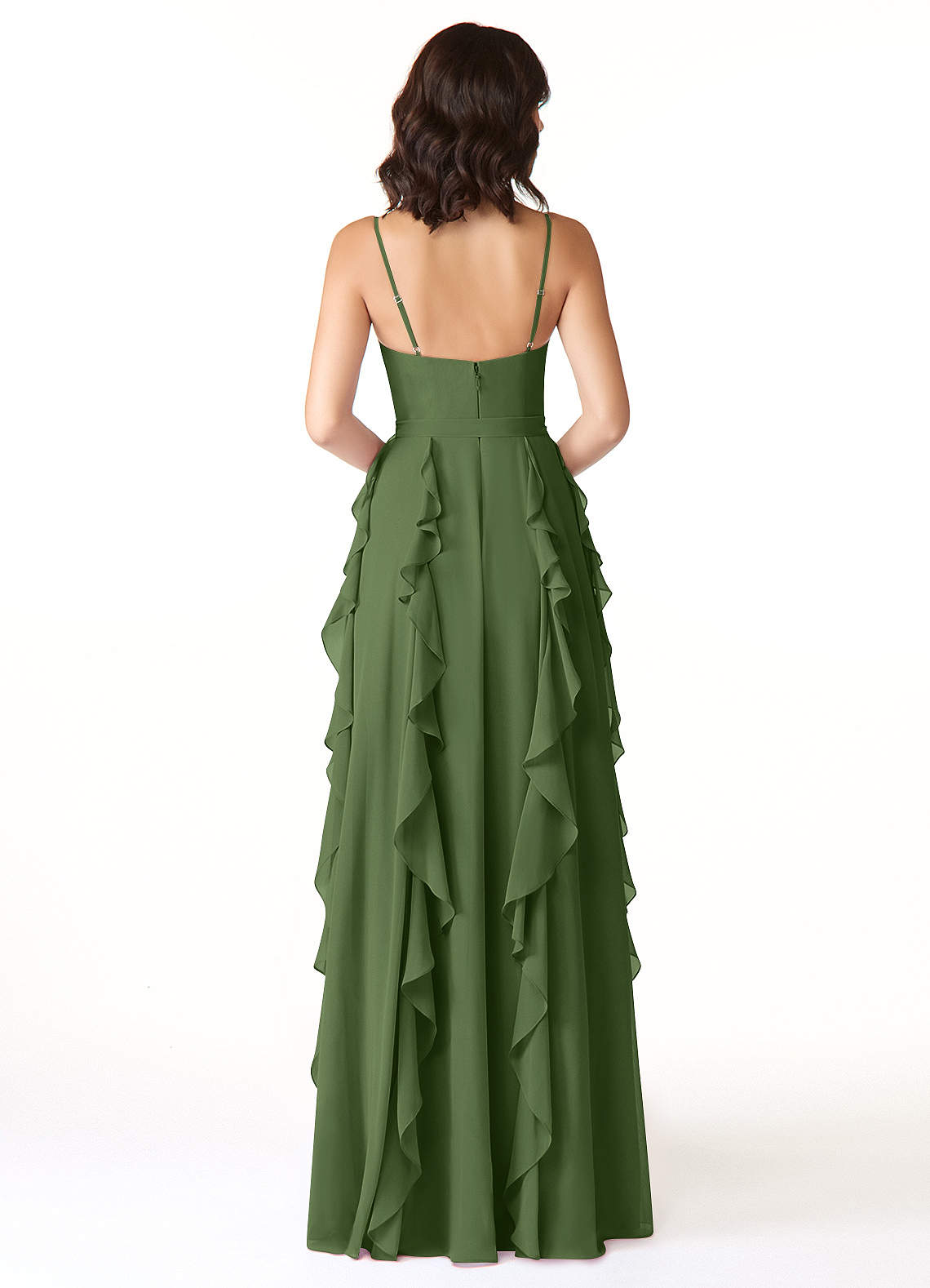 Peyton A-Line V-Neck Chiffon Bridesmaid Dress in Olive