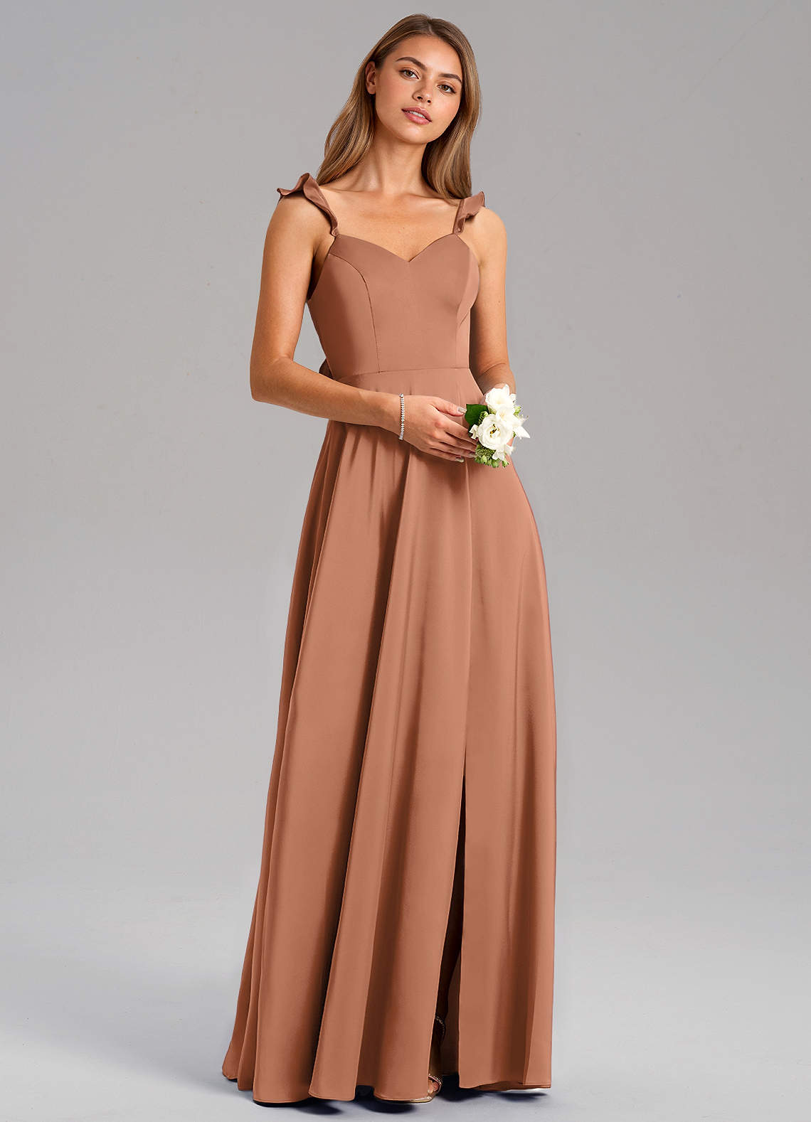 Everett A-Line V-Neck Chiffon Bridesmaid Dress in Bronzer