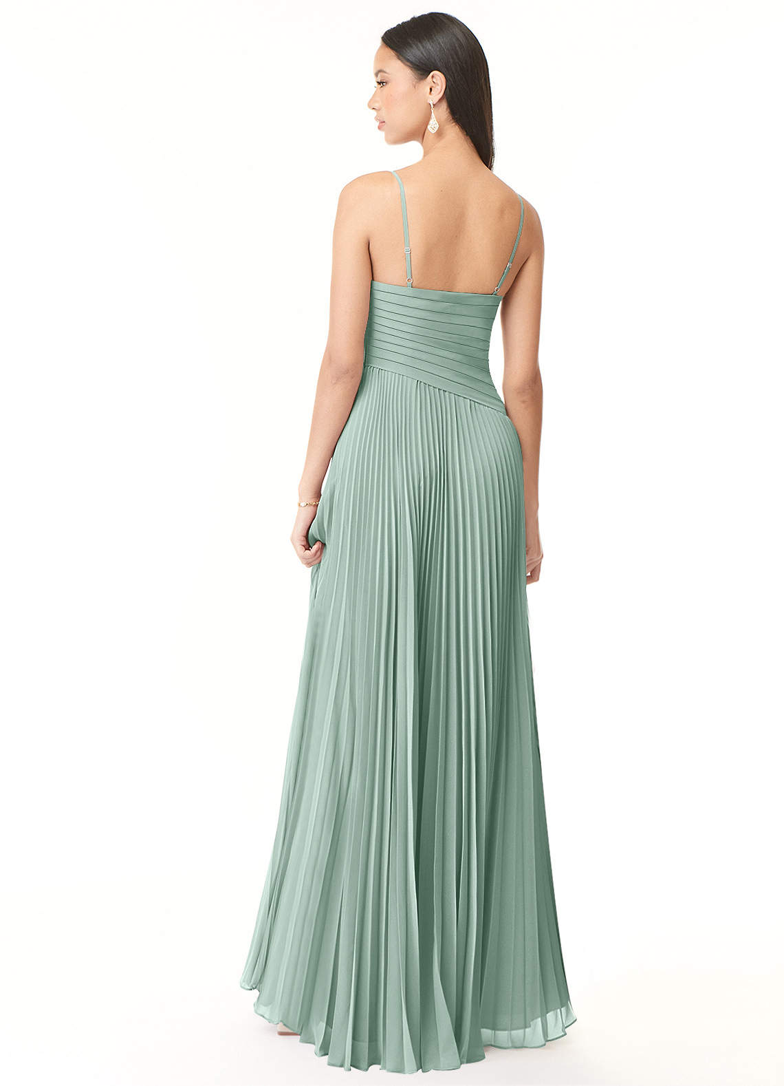 Vini A-Line V-Neck Chiffon Bridesmaid Dress in Agave
